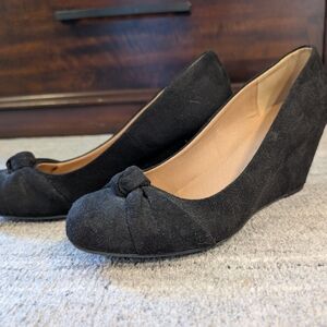 Black Suede CL Laundry Wedges